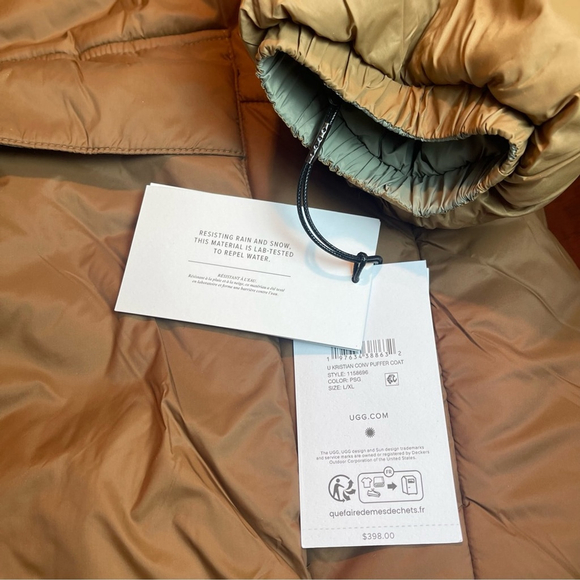 New UGG Kristian Convertible Puffer Coat pecan/moss green Water resistant L/XL - Picture 8 of 16